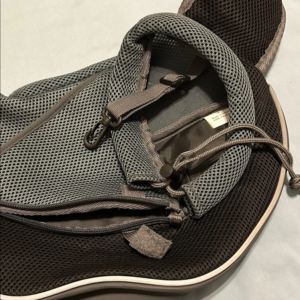 Small black and gray crossbody pet carrier